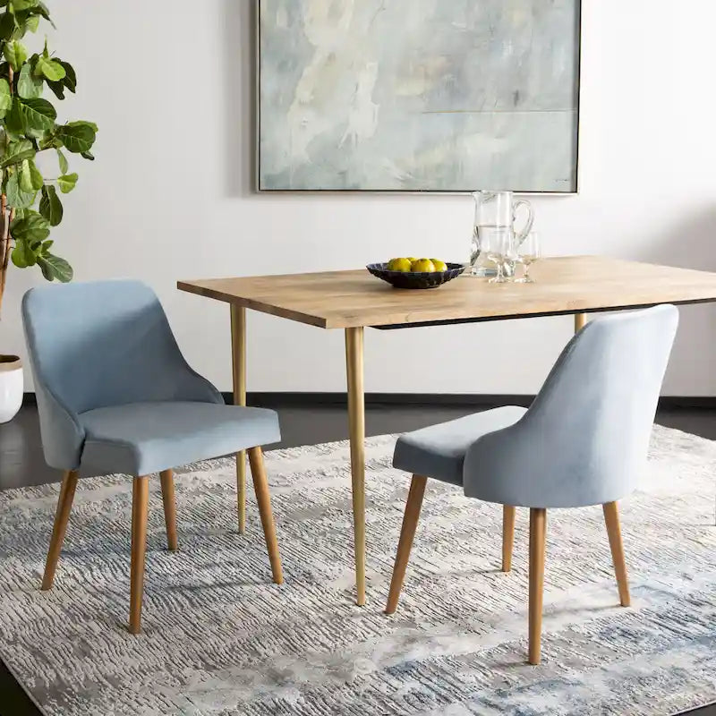 Chaise de salle à manger rembourrée – Gris / Or (Lot de 2) – 21 x 22 x 31 – 21L x 22P x 31H