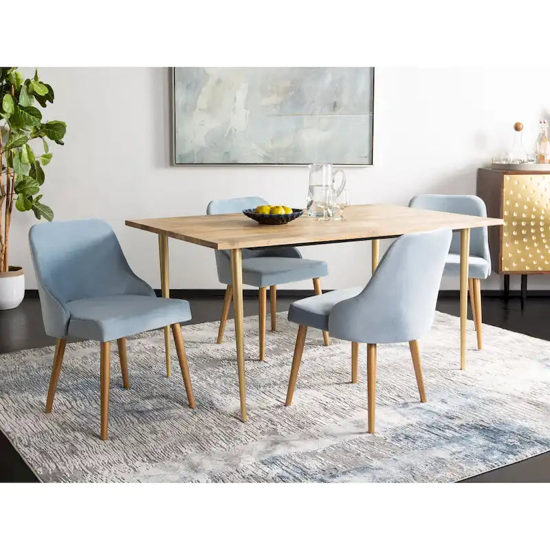 Chaise de salle à manger rembourrée – Gris / Or (Lot de 2) – 21 x 22 x 31 – 21L x 22P x 31H