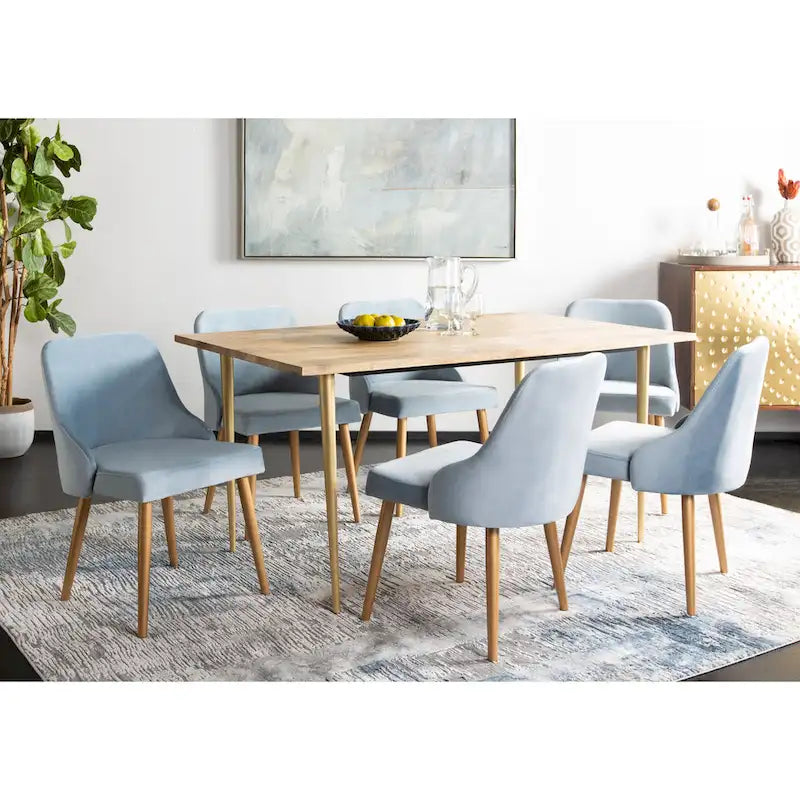 Chaise de salle à manger rembourrée – Gris / Or (Lot de 2) – 21 x 22 x 31 – 21L x 22P x 31H