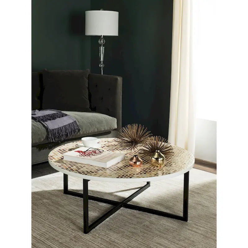 Table basse crème - 39.8 x 39.8 x 15.4 - 40Lx40Px15H