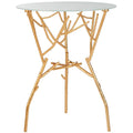 Table d'appoint or/blanc-bleu avec plateau accentué - 18 L x 18 P x 22,5 H - 18Lx18Px23H