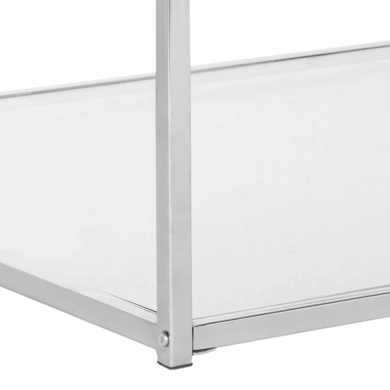 Table basse laquée blanc/chrome – 89,9 L x 89,9 P x 39,9 H cm – 35Lx35Px16H