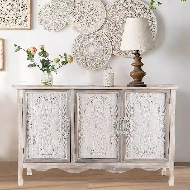 Meuble d'appoint en bois massif au look vintage