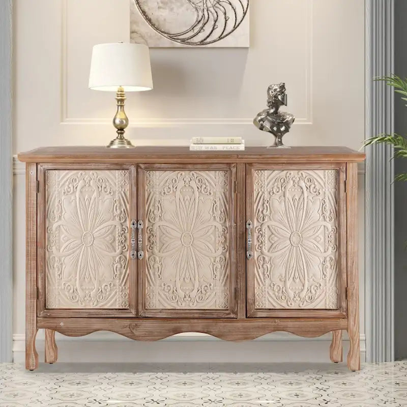 Meuble d'appoint en bois massif au look vintage