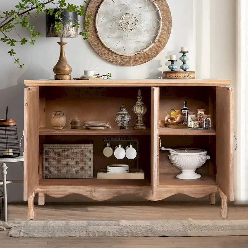 Meuble d'appoint en bois massif au look vintage