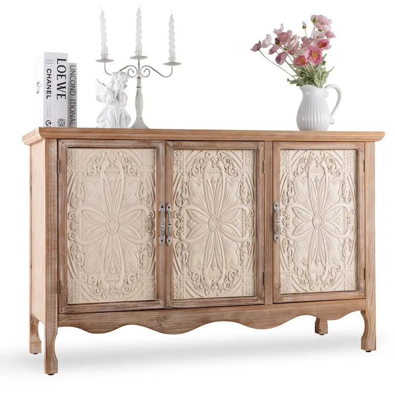 Meuble d'appoint en bois massif au look vintage