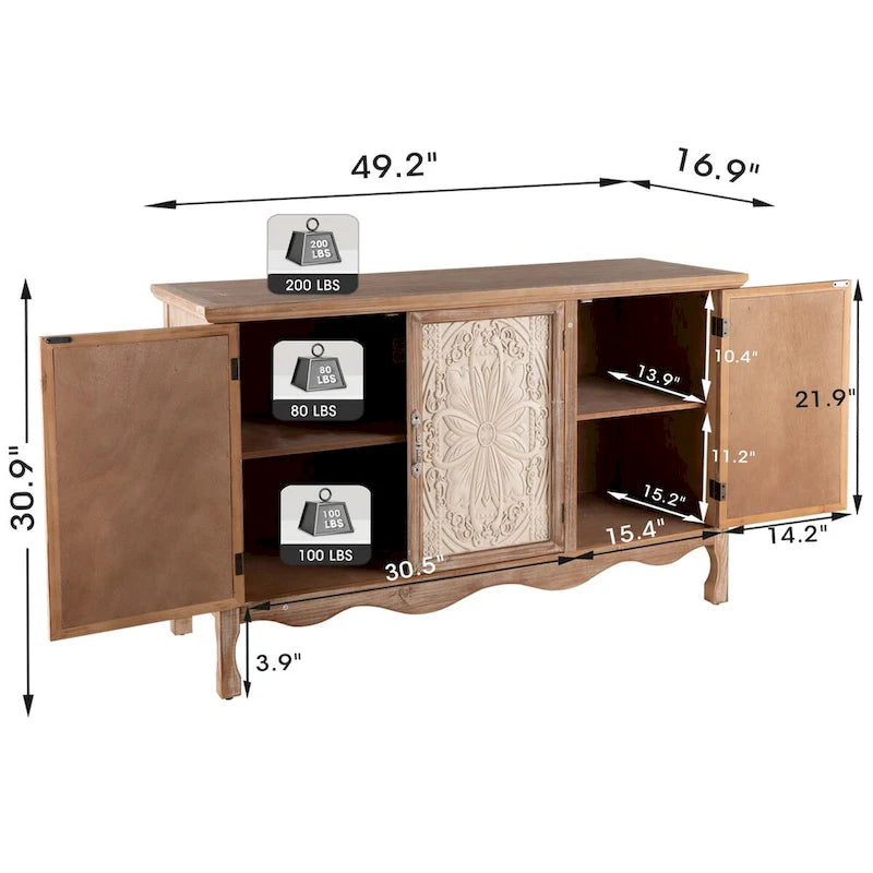 Meuble d'appoint en bois massif au look vintage