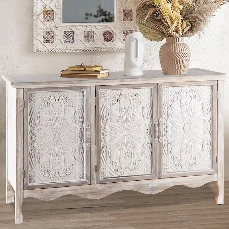 Meuble d'appoint en bois massif au look vintage