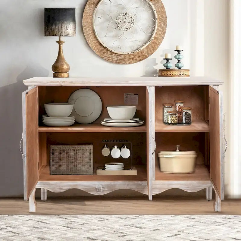 Meuble d'appoint en bois massif au look vintage