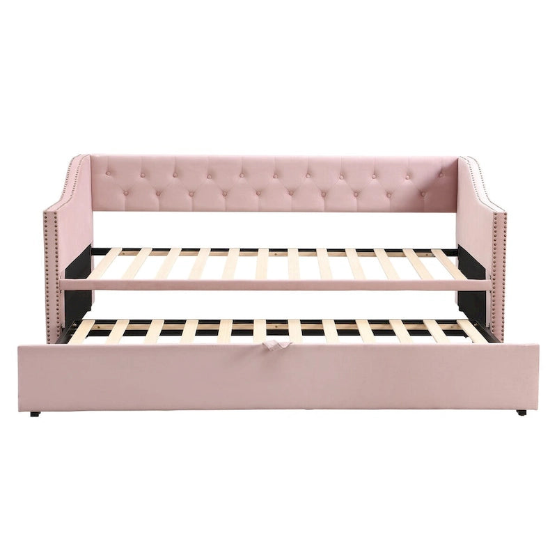Canapé-lit rembourré pour deux personnes avec lit gigogne et système audio Bluetooth intégré de dernière génération, en molleton Teddy