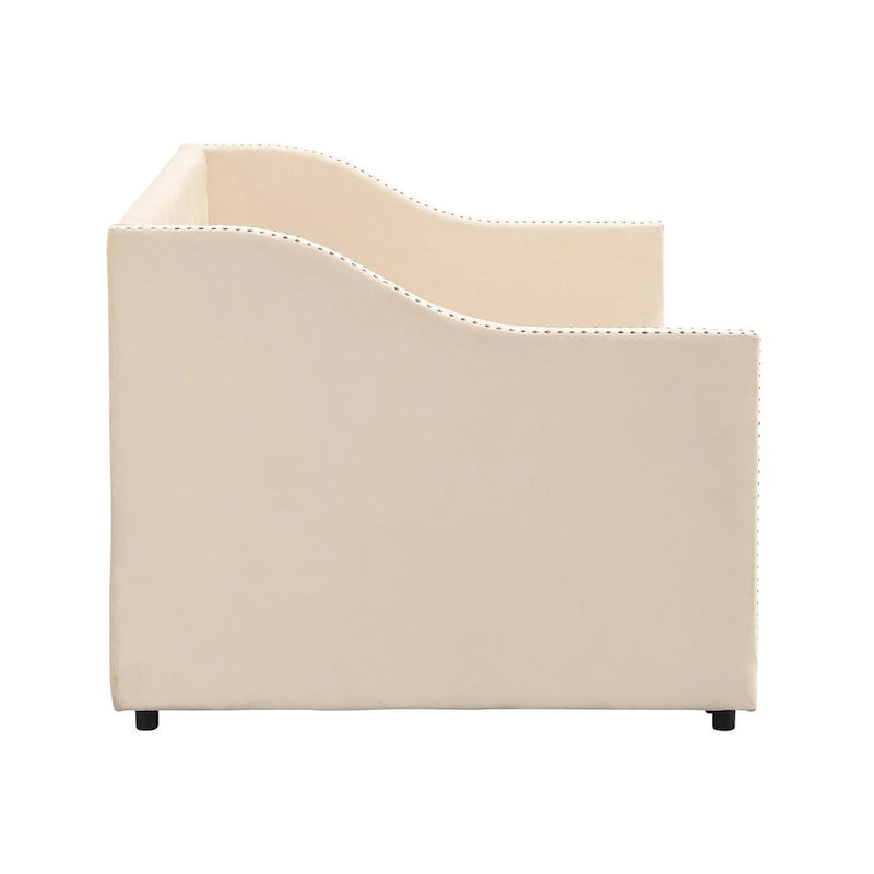 Canapé-lit rembourré pour deux personnes avec lit gigogne et système audio Bluetooth intégré de dernière génération, en molleton Teddy