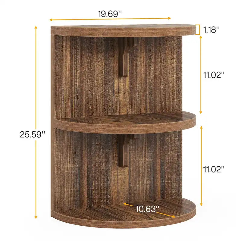 Table d'appoint demi-lune à 3 niveaux, Table d'appoint semi-circulaire pour salon