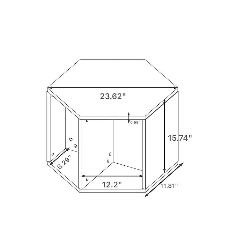Petite table basse hexagonale avec rangement, table basse moderne unique pour salon et bureau, pour petits espaces