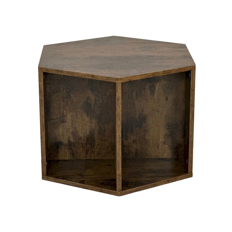 Petite table basse hexagonale avec rangement, table basse moderne unique pour salon et bureau, pour petits espaces