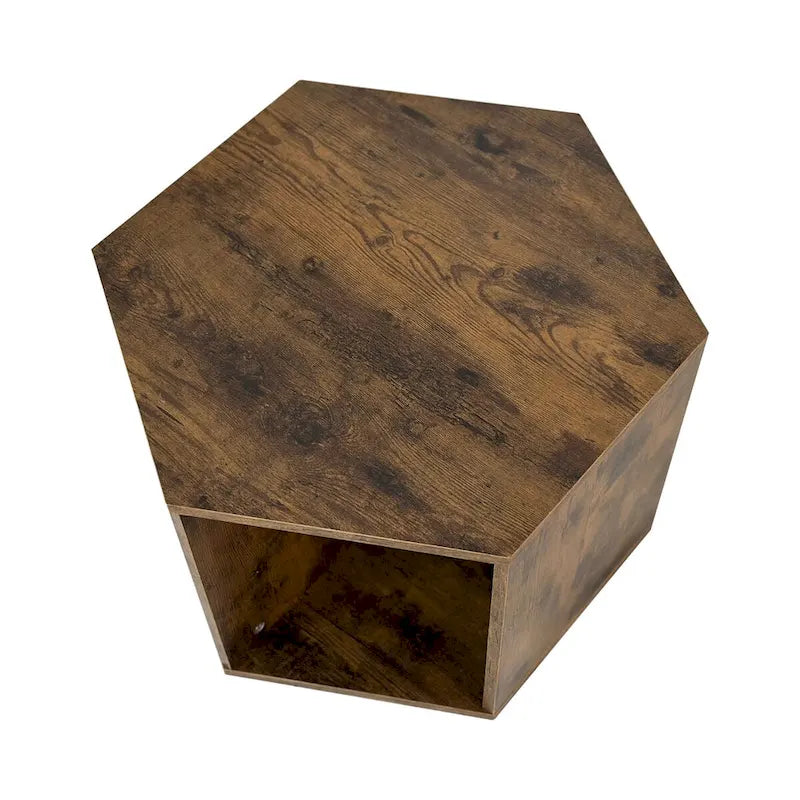 Petite table basse hexagonale avec rangement, table basse moderne unique pour salon et bureau, pour petits espaces