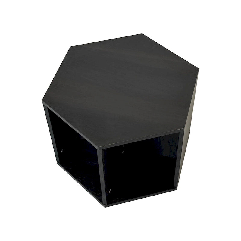 Petite table basse hexagonale avec rangement, table basse moderne unique pour salon et bureau, pour petits espaces