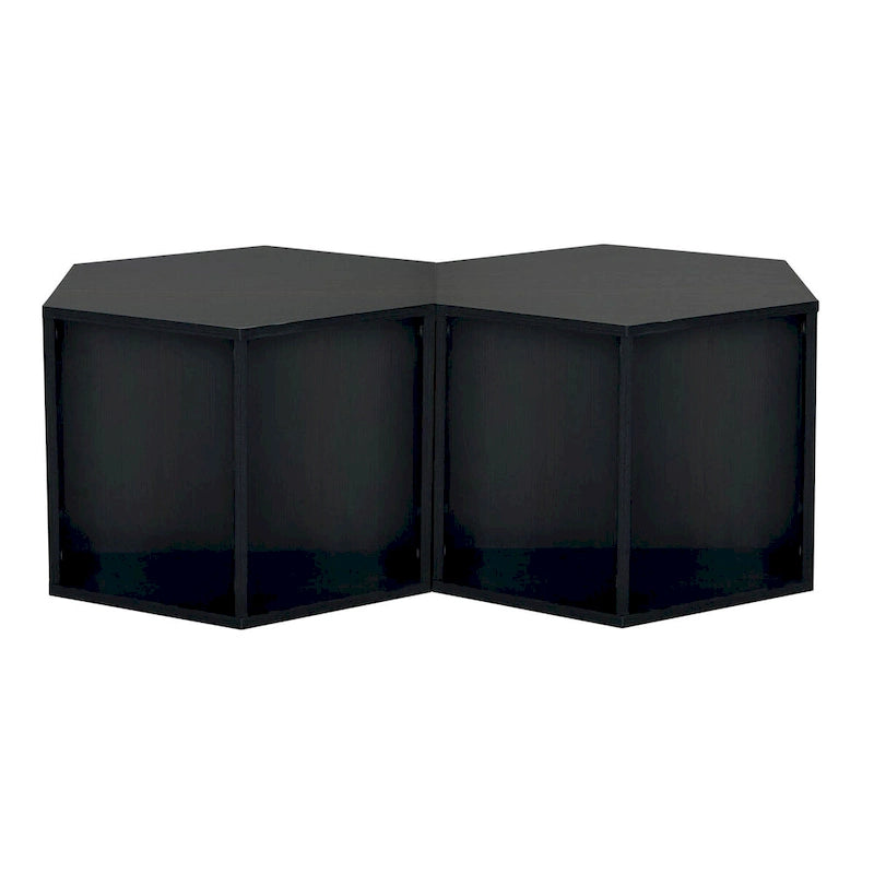 Petite table basse hexagonale avec rangement, table basse moderne unique pour salon et bureau, pour petits espaces