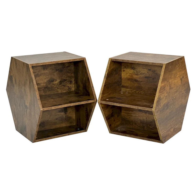 Petite table basse hexagonale avec rangement, table basse moderne unique pour salon et bureau, pour petits espaces