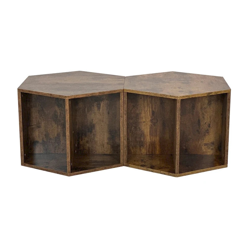 Petite table basse hexagonale avec rangement, table basse moderne unique pour salon et bureau, pour petits espaces