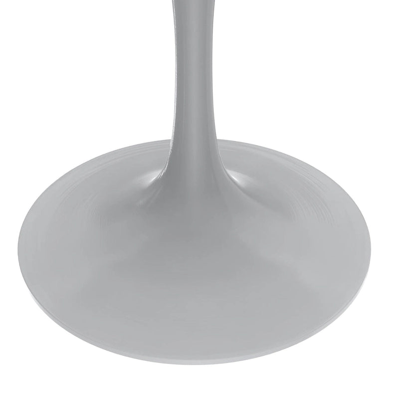 Table à Manger Ronde avec Plateau en Pierre et Piètement en Acier Blanc pour Cuisine & Salle à Manger