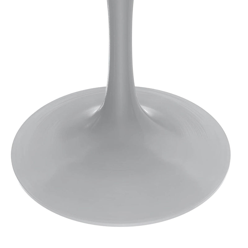 Table à Manger Ronde avec Plateau en Pierre et Piètement en Acier Blanc pour Cuisine & Salle à Manger