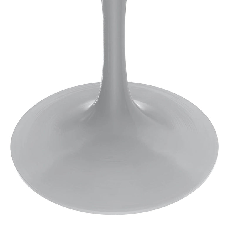 Table à Manger Ronde avec Plateau en Pierre et Piètement en Acier Blanc pour Cuisine & Salle à Manger