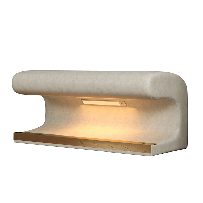 Banc d'entrée Ottoman rembourré en cuir avec capteur de lumière LED pour salon, chambre, bout de lit