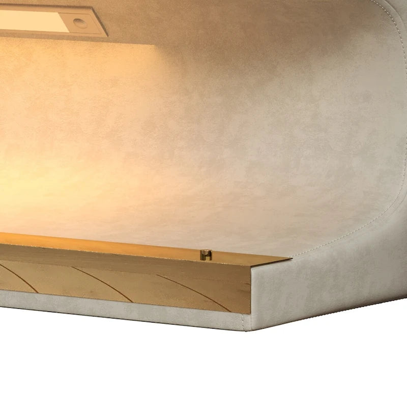 Banc d'entrée Ottoman rembourré en cuir avec capteur de lumière LED pour salon, chambre, bout de lit