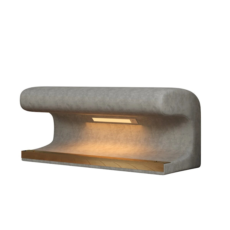 Banc d'entrée Ottoman rembourré en cuir avec capteur de lumière LED pour salon, chambre, bout de lit