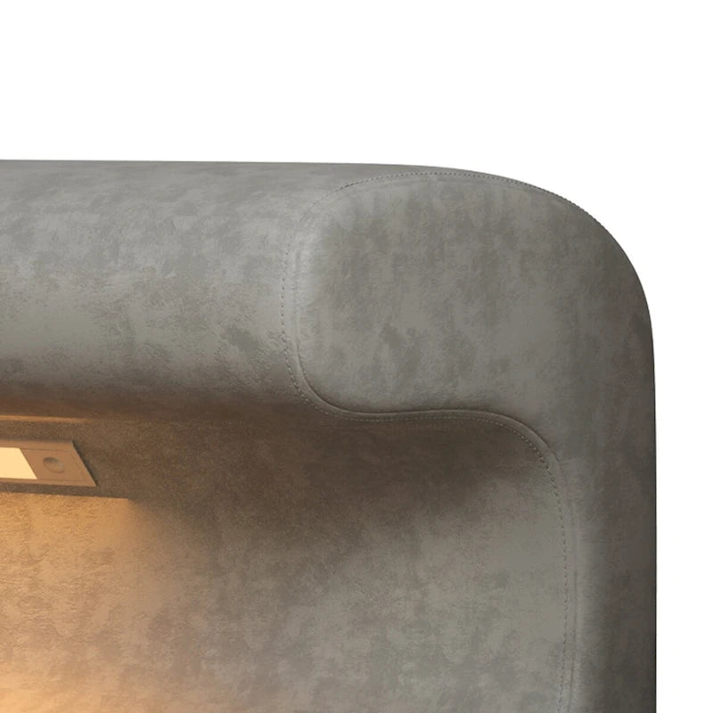 Banc d'entrée Ottoman rembourré en cuir avec capteur de lumière LED pour salon, chambre, bout de lit