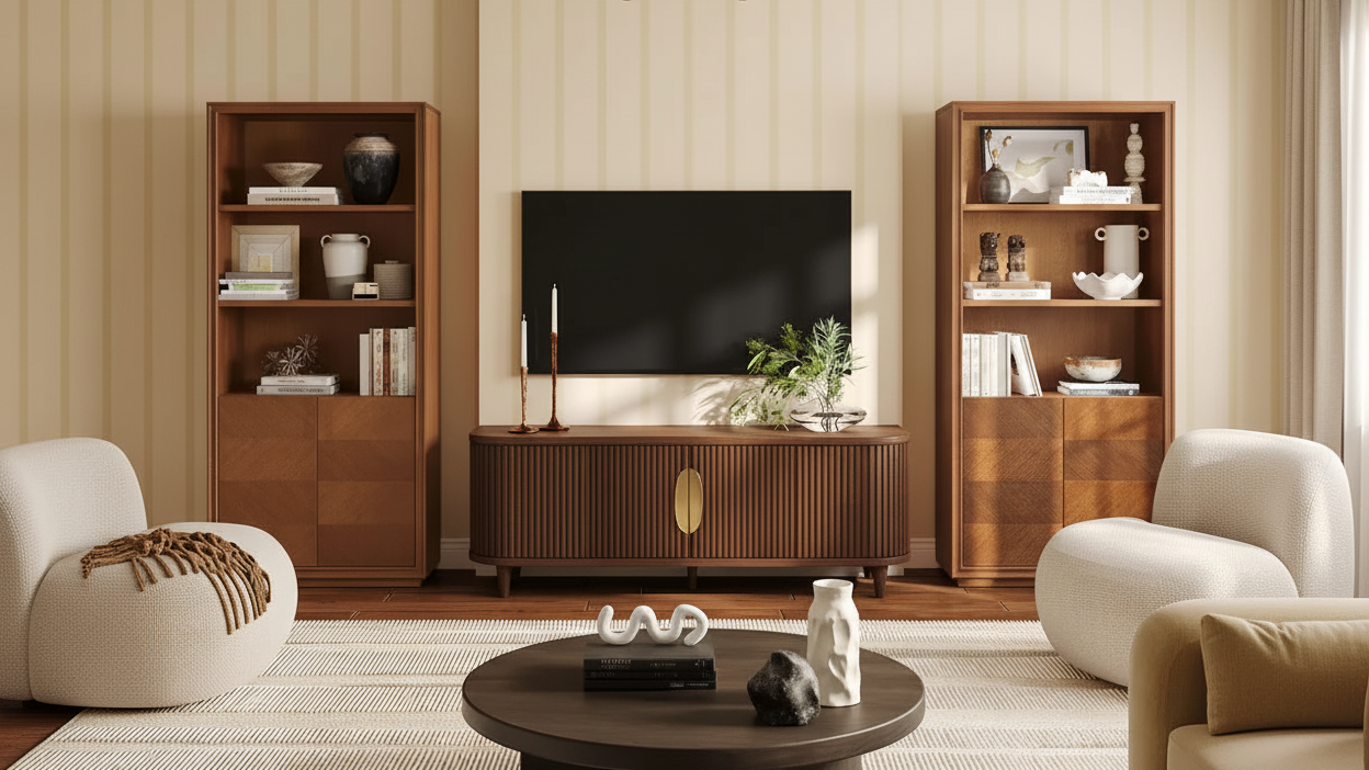 Modern Dark Brown TV Stand Scene