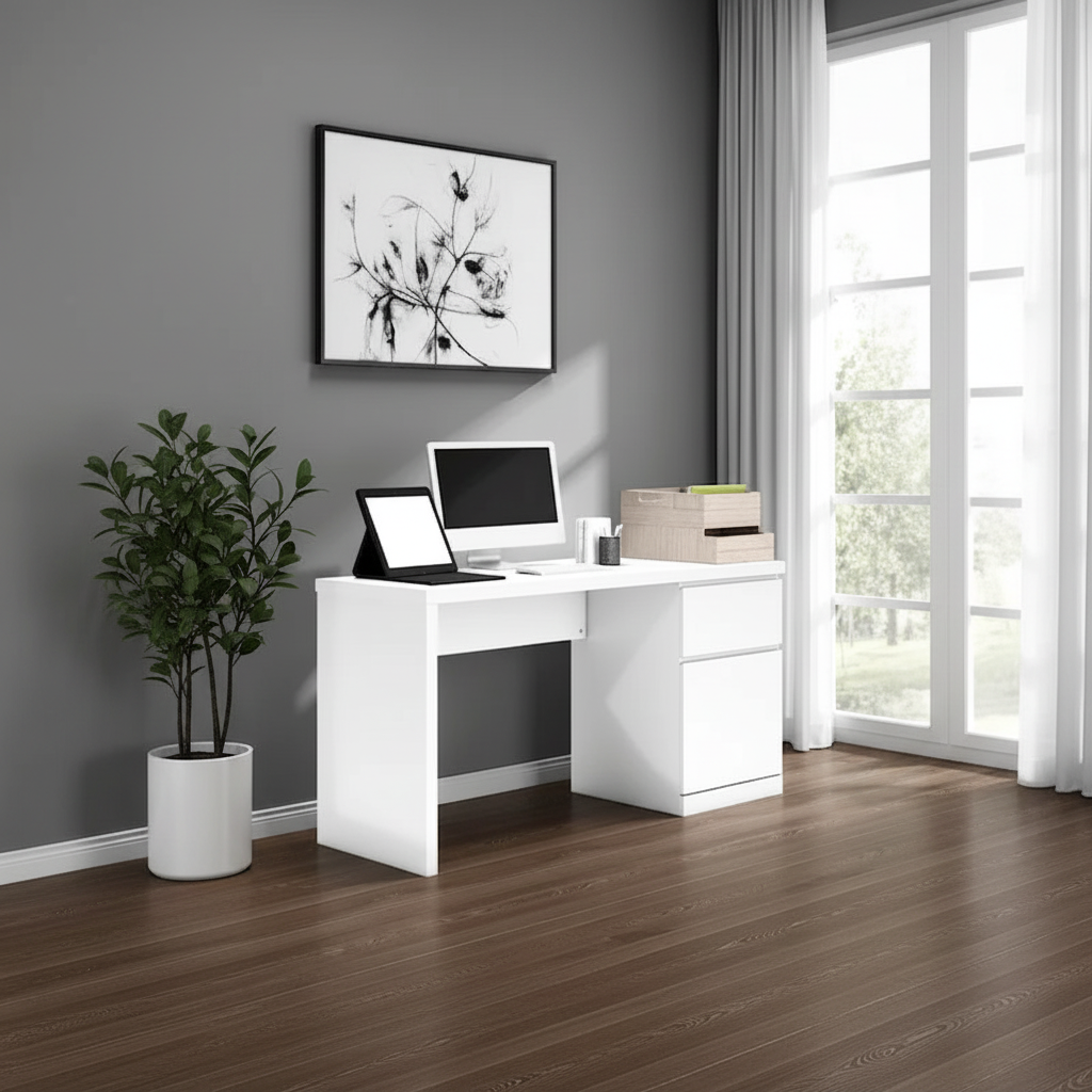 White Desk – Zoomed Out Room View
